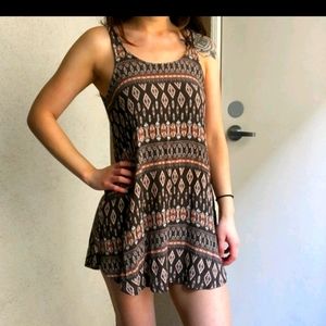 Tribal Aztec self tie low back mini dress